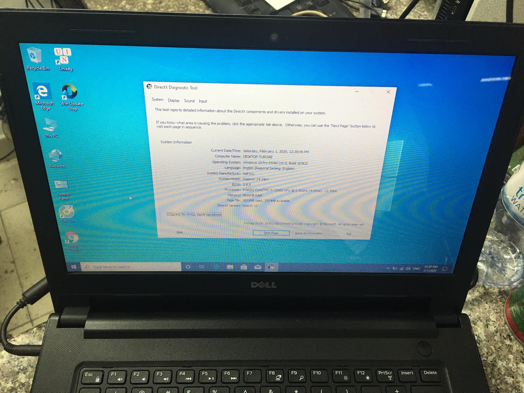 Laptop Dell Inspiron 14-3467 core i5 7200 ram 4gb ssd 120 vga Intel HD 620